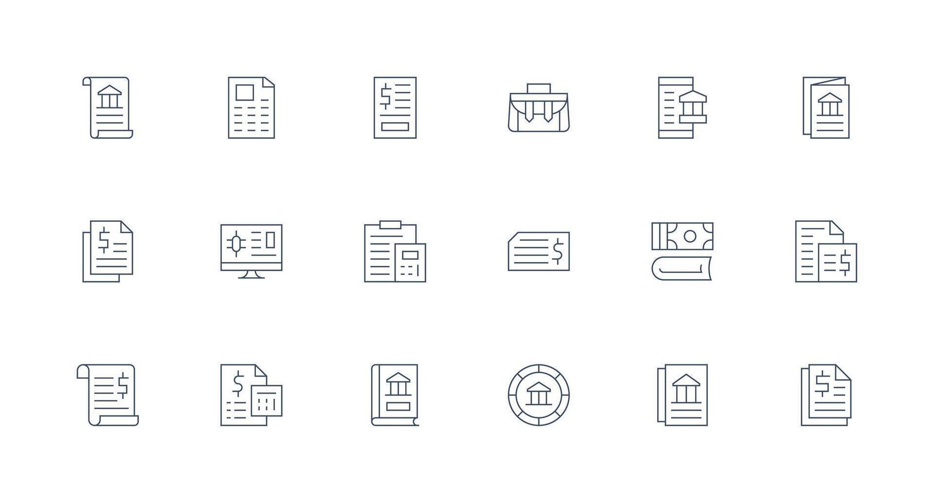 18 Icons for Ledger in Minimal Line Format Digital Product Icons for Fast Delivery vector