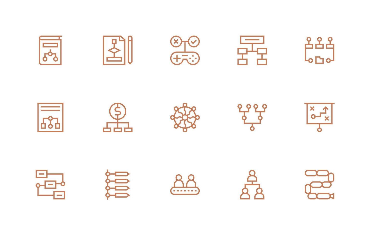 15 Regular Line Style Icons from Flowchart Collection Modern Icon Set vector