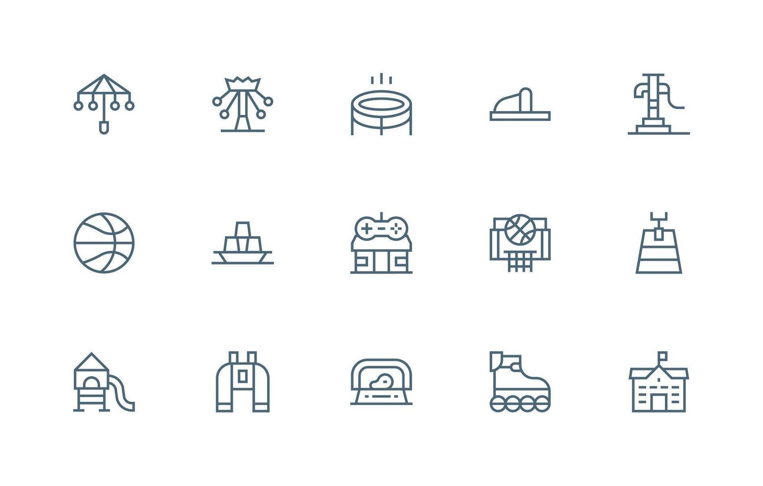Playground Design Icons featuring 15 in Regular Line Style Icons Built for Visual Consistency Pack vector