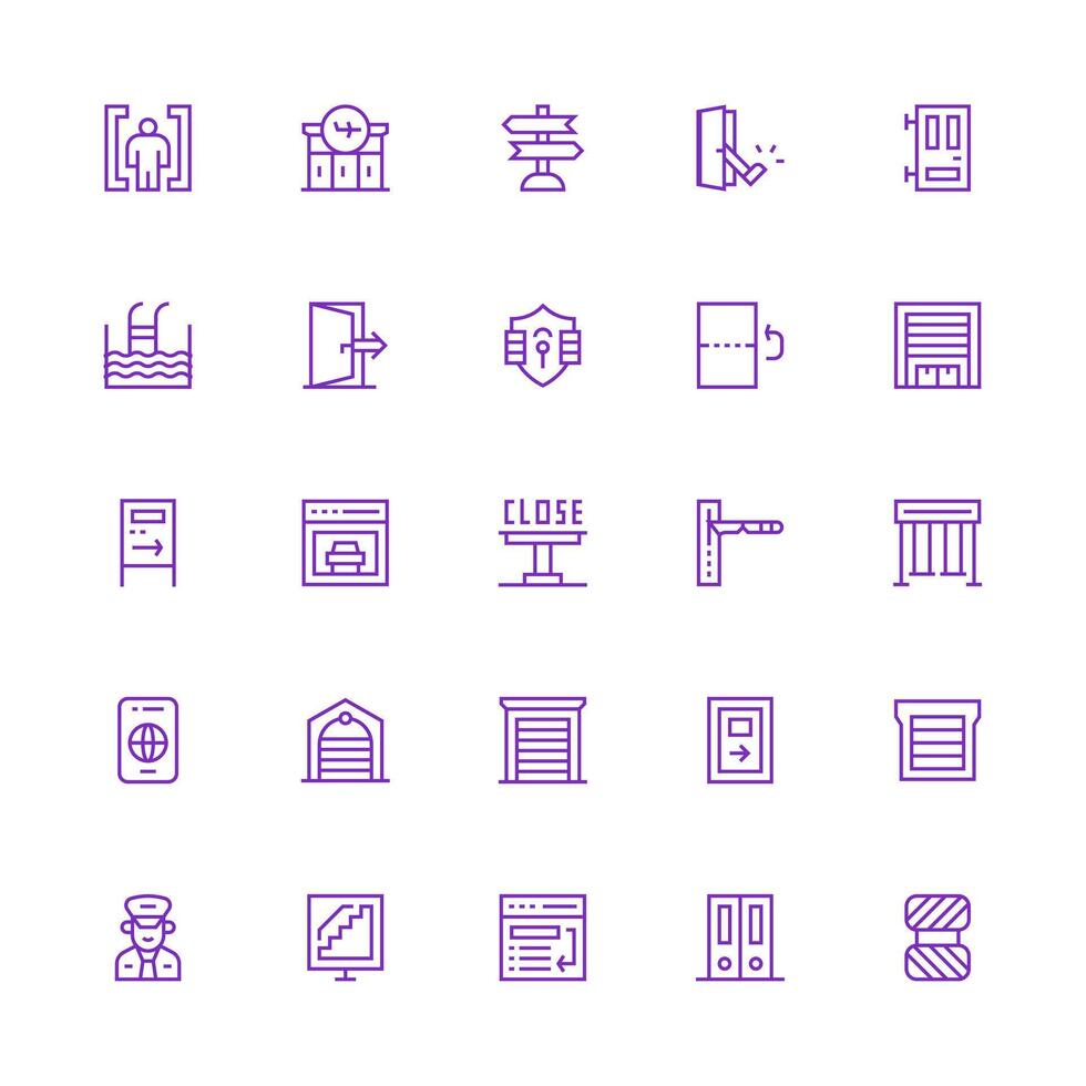25 Medium Stroke Outline Style Icons from Exit Collection Simple Icons for Interface and Wireframes vector