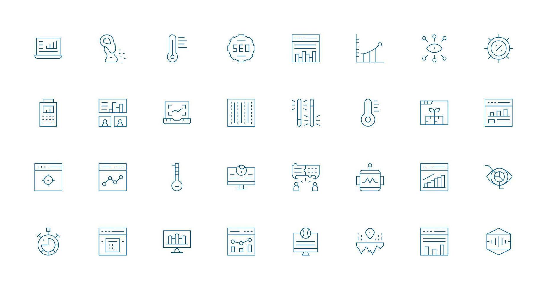32 Icons for Analytics in Thin Line Format Customizable Icon Series for Mobile Screens vector