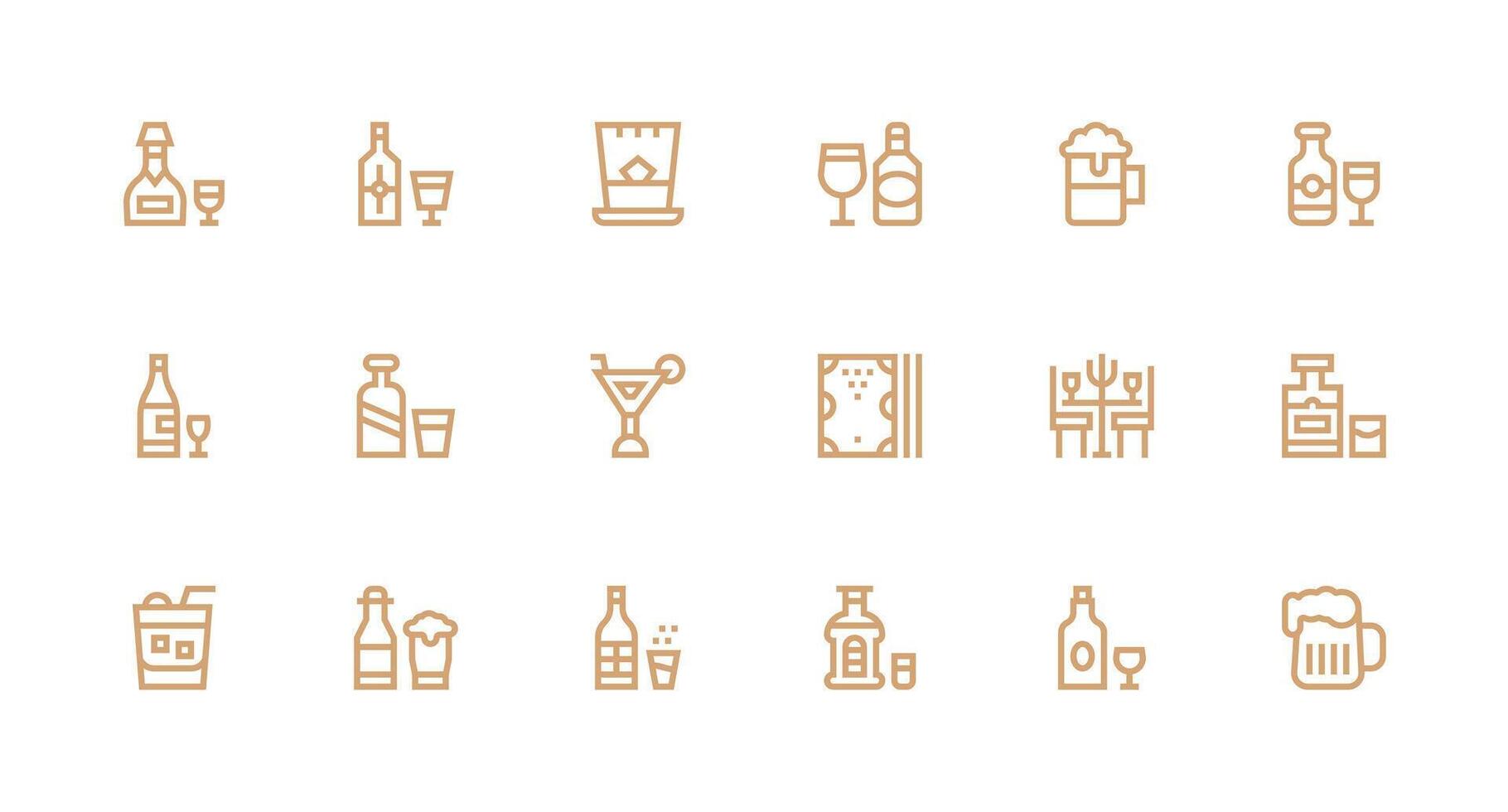 Pub Design Icons featuring 18 in Strong Stroke Line Style Icons Built for Visual Consistency Pack vector