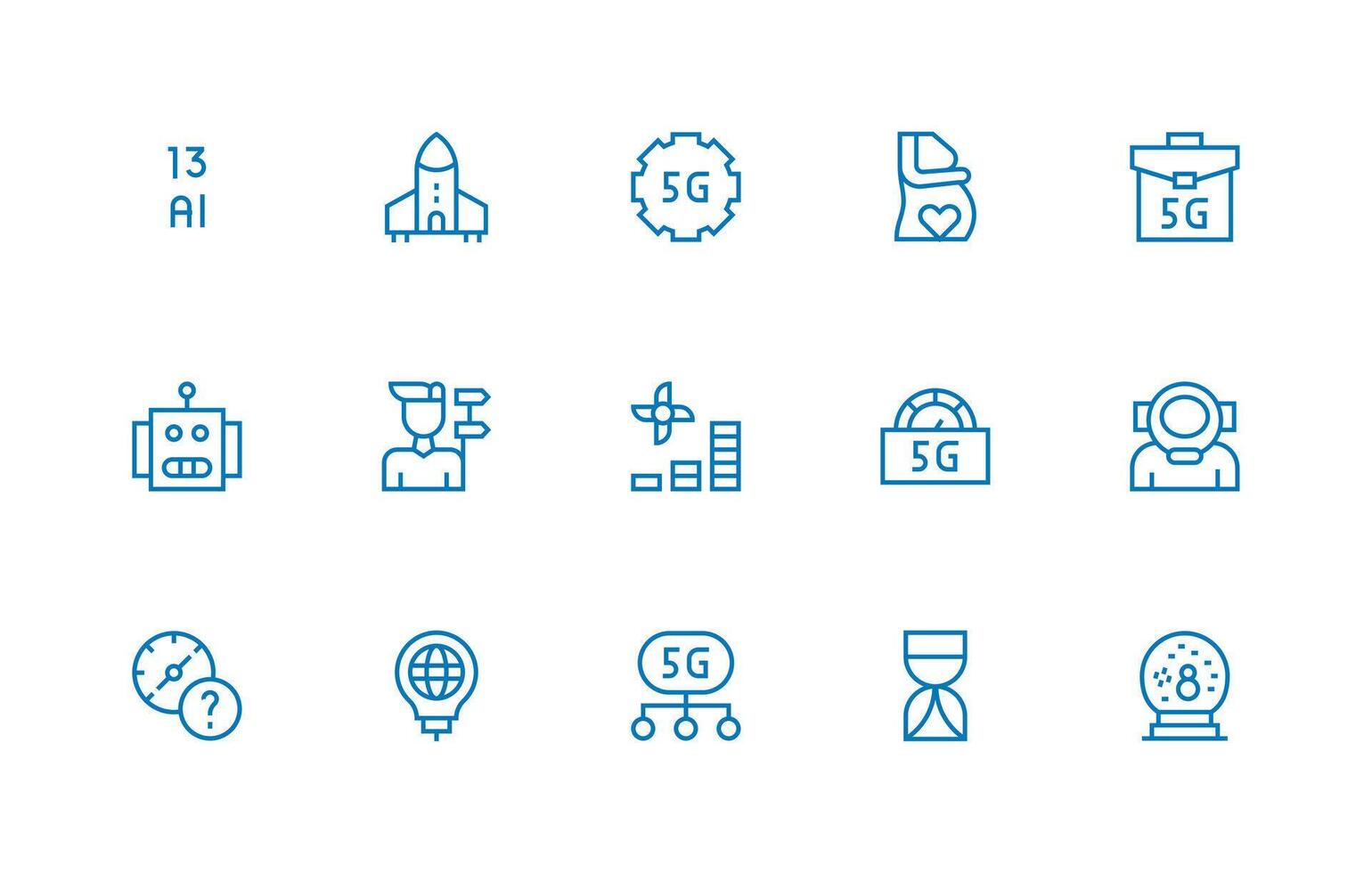 Future Visual Pack containing 15 Regular Line Icons Neutral Style Icons for Any Project vector