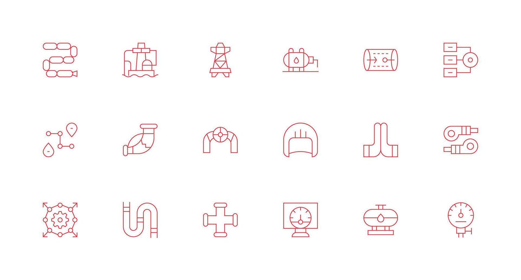 Minimal Line Style Pipeline Icons with 18 Vectors Clean Icon Collection for Web Use