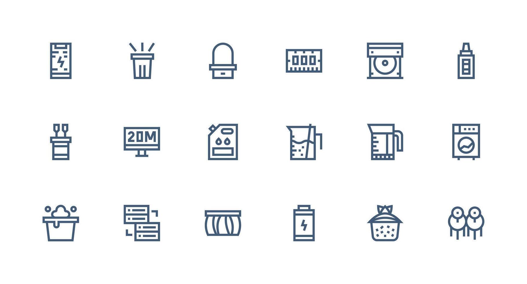 Capacity Icon Set with 18 Strong Stroke Line Graphics Style Icon Set vector