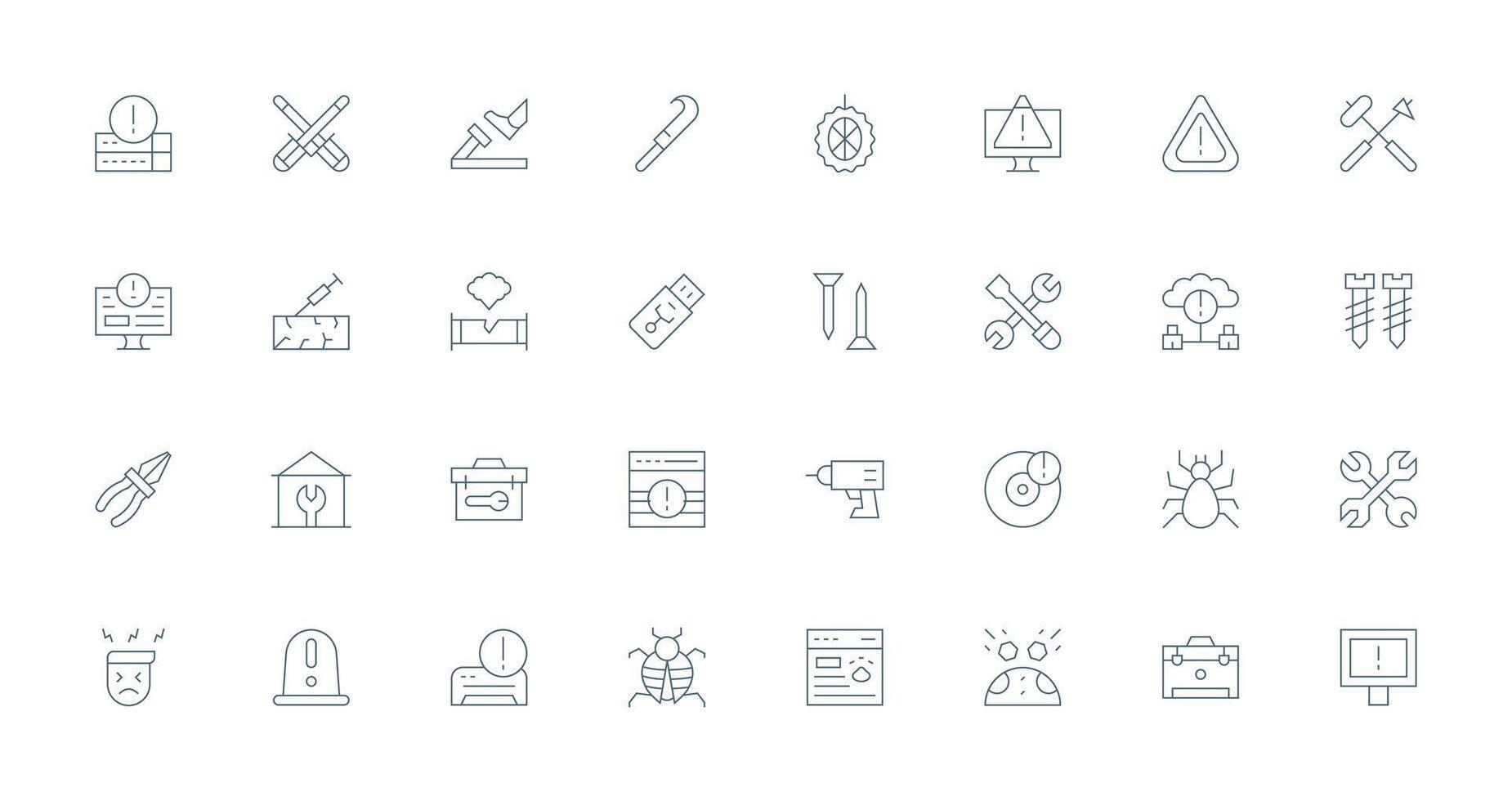 Thin Line Icons from Fix Set with 32 Vectors Simple Icon Pack