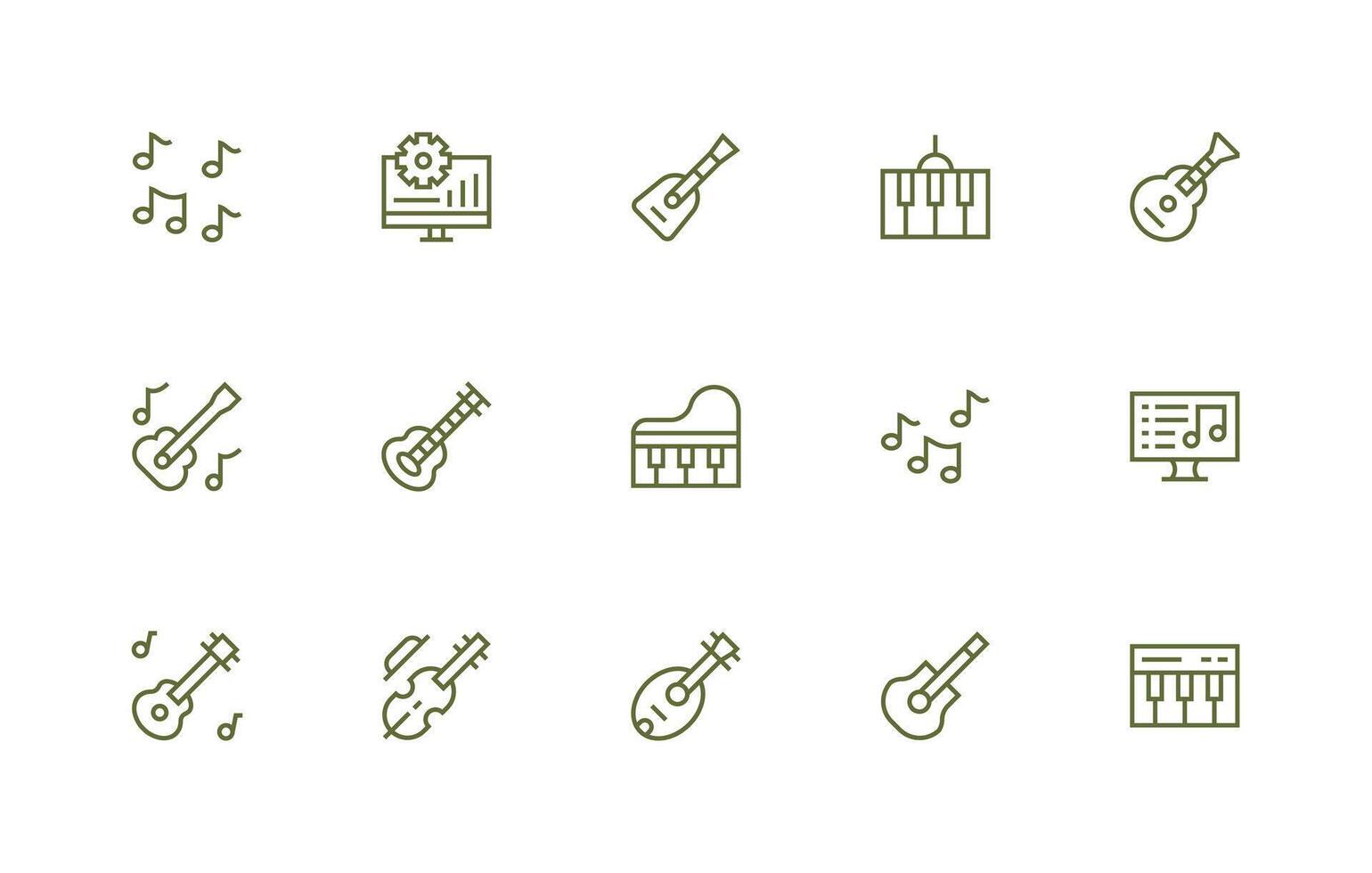 Tune including 15 Regular Line Illustrations Multi-Purpose Icon Set vector
