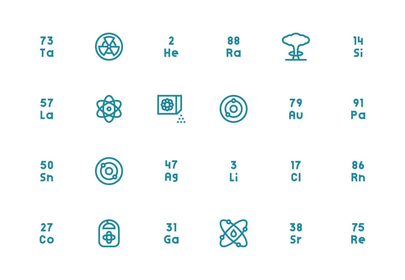 24 Icons for Atomic in Thick Line Line Format High-Resolution Icons for Any Platform vector