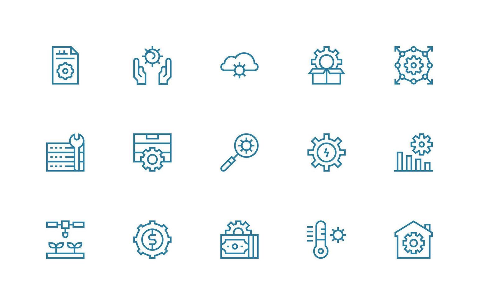 Optimization featuring 15 Icons in Regular Line Design Web and App Icon Pack Collection vector