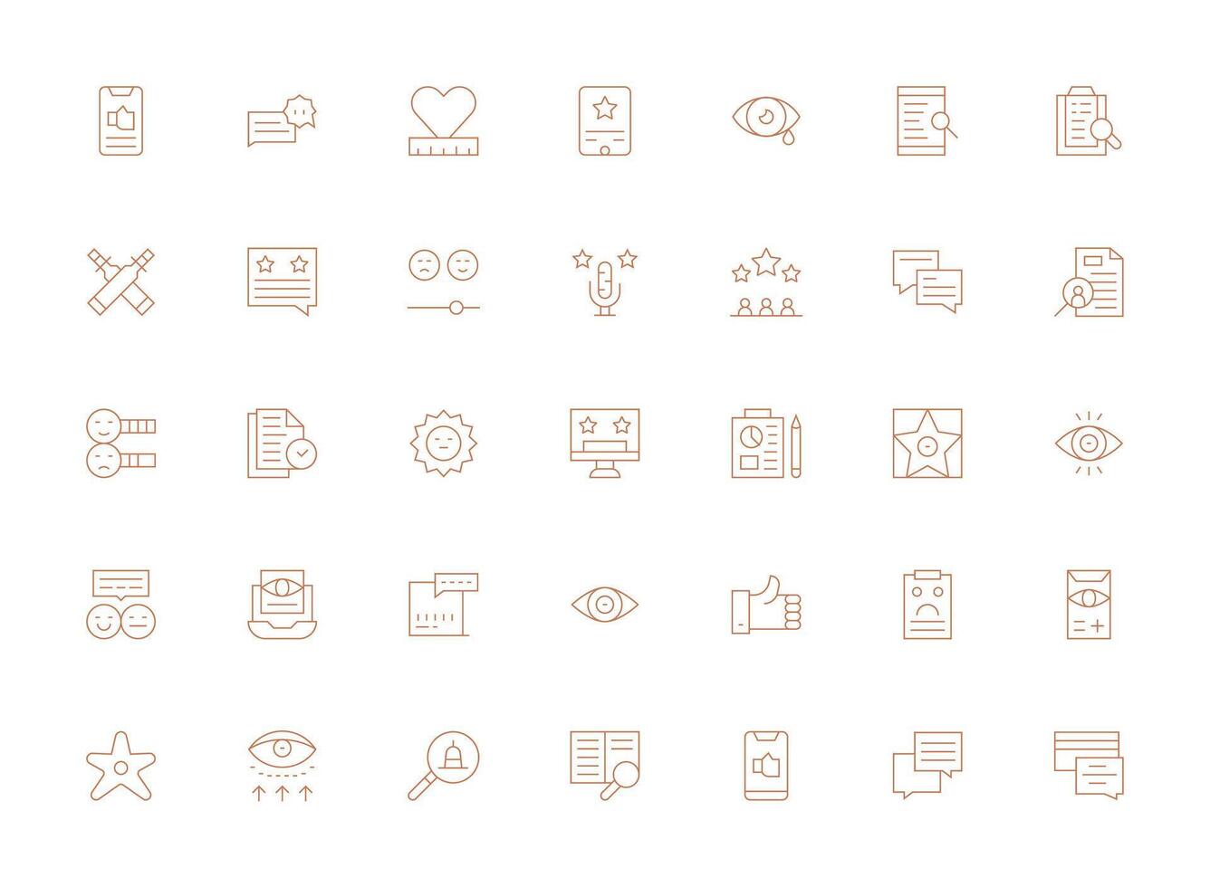 35 Icons for Review in Light Line Format Complete Icon Bundle for Web Design vector