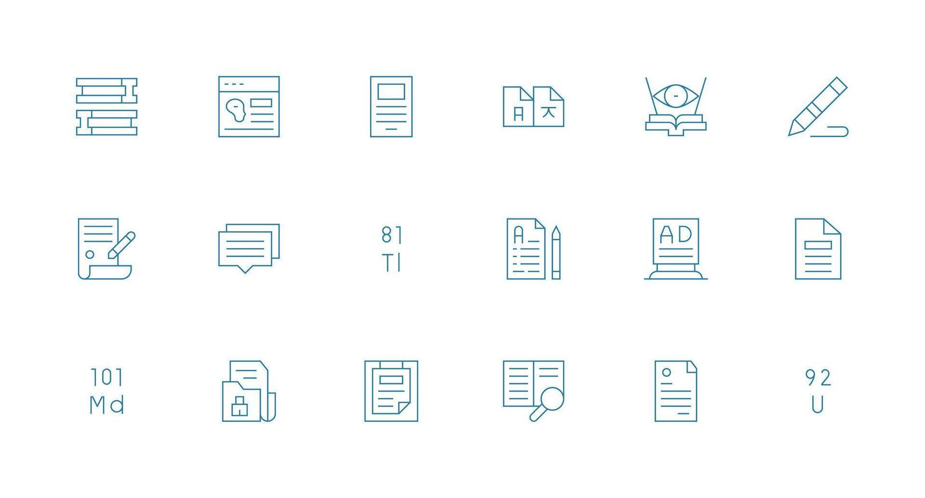 18 Minimal Line Icons for Text Graphics Design Icon Pack vector
