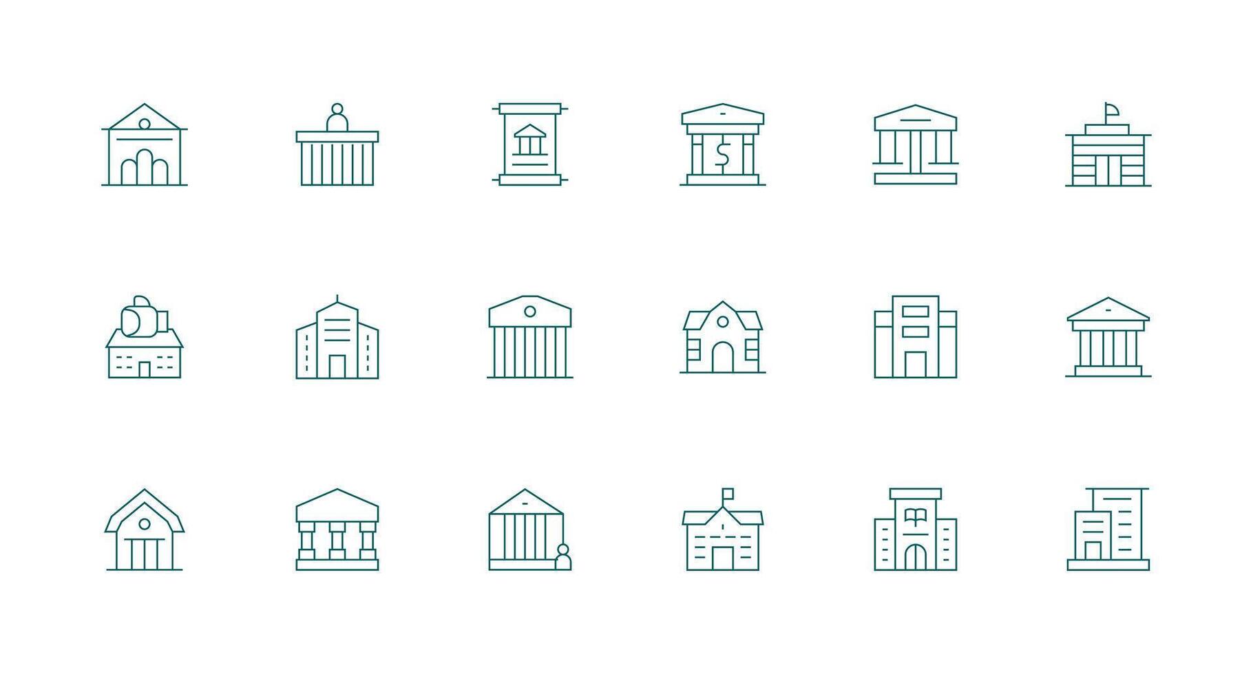 18 Icons for Institution in Minimal Line Format High-Resolution Icons for Any Platform vector