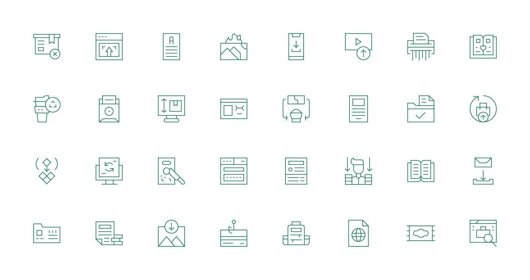 32 Digital File Icons in Thin Line Aesthetic High-Resolution Icons for Any Platform vector