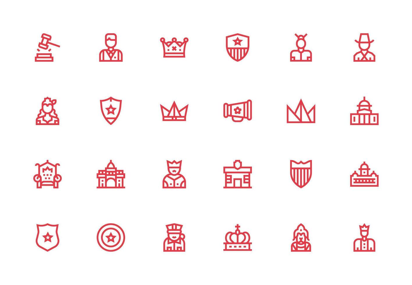 24 Thick Line Line Icons for Authority Graphics Minimal Icon Set for Interface Projects vector