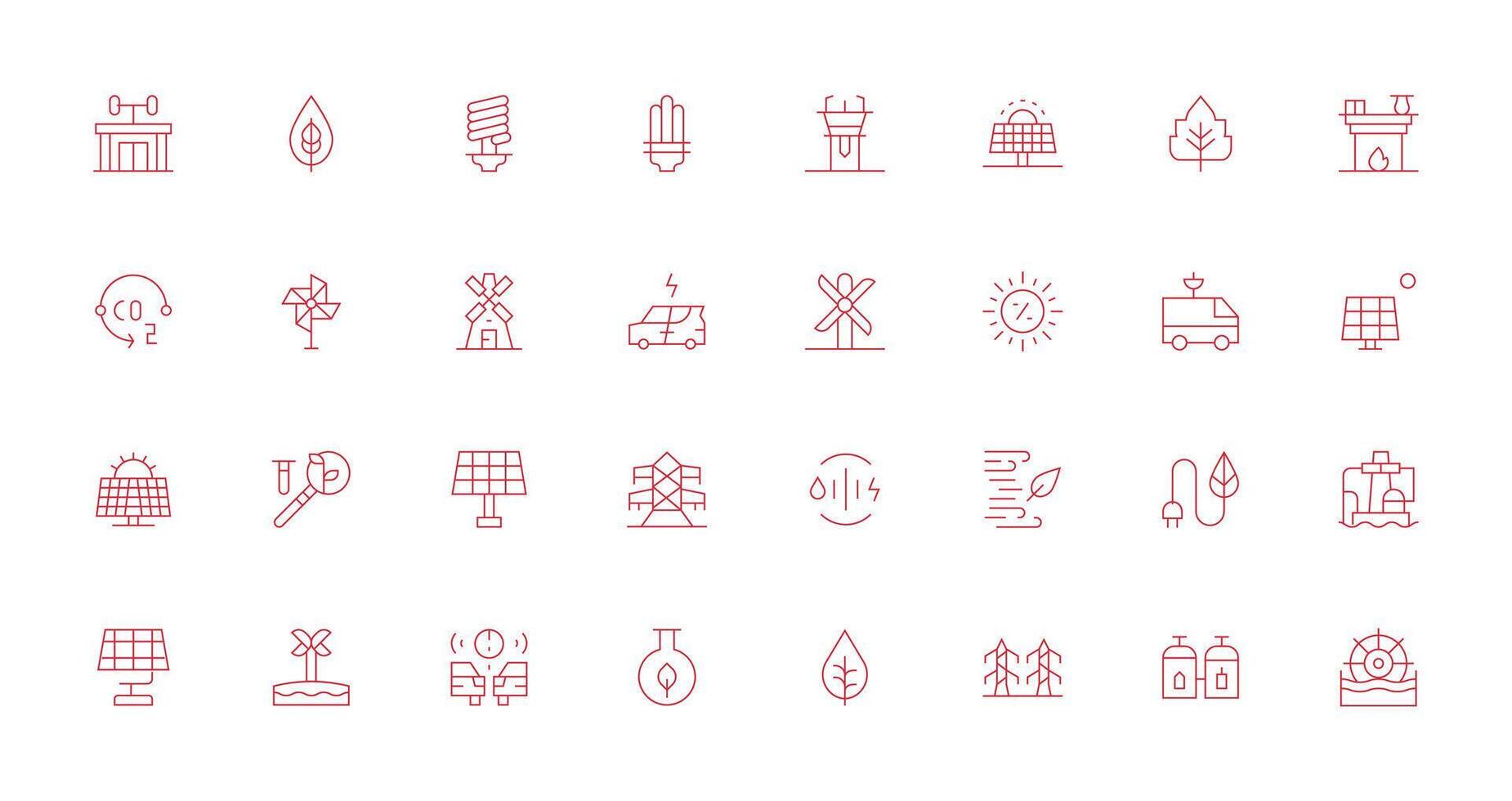Renewable featuring 32 Icons in Thin Line Design Essential Icons for Rapid UI Building vector