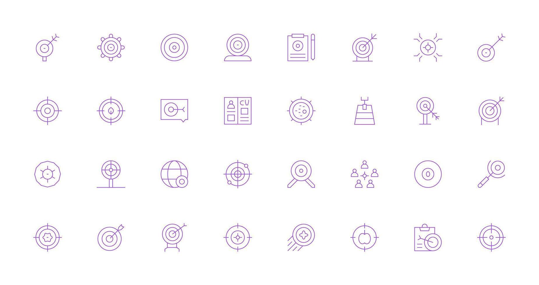 Objective including 32 Thin Line Illustrations Interface Icon Collection for Daily Projects vector