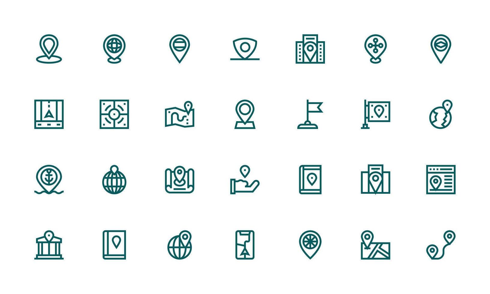 28 Bold Line Icons for Coordinates Graphics Neutral Style Icons for Any Project vector
