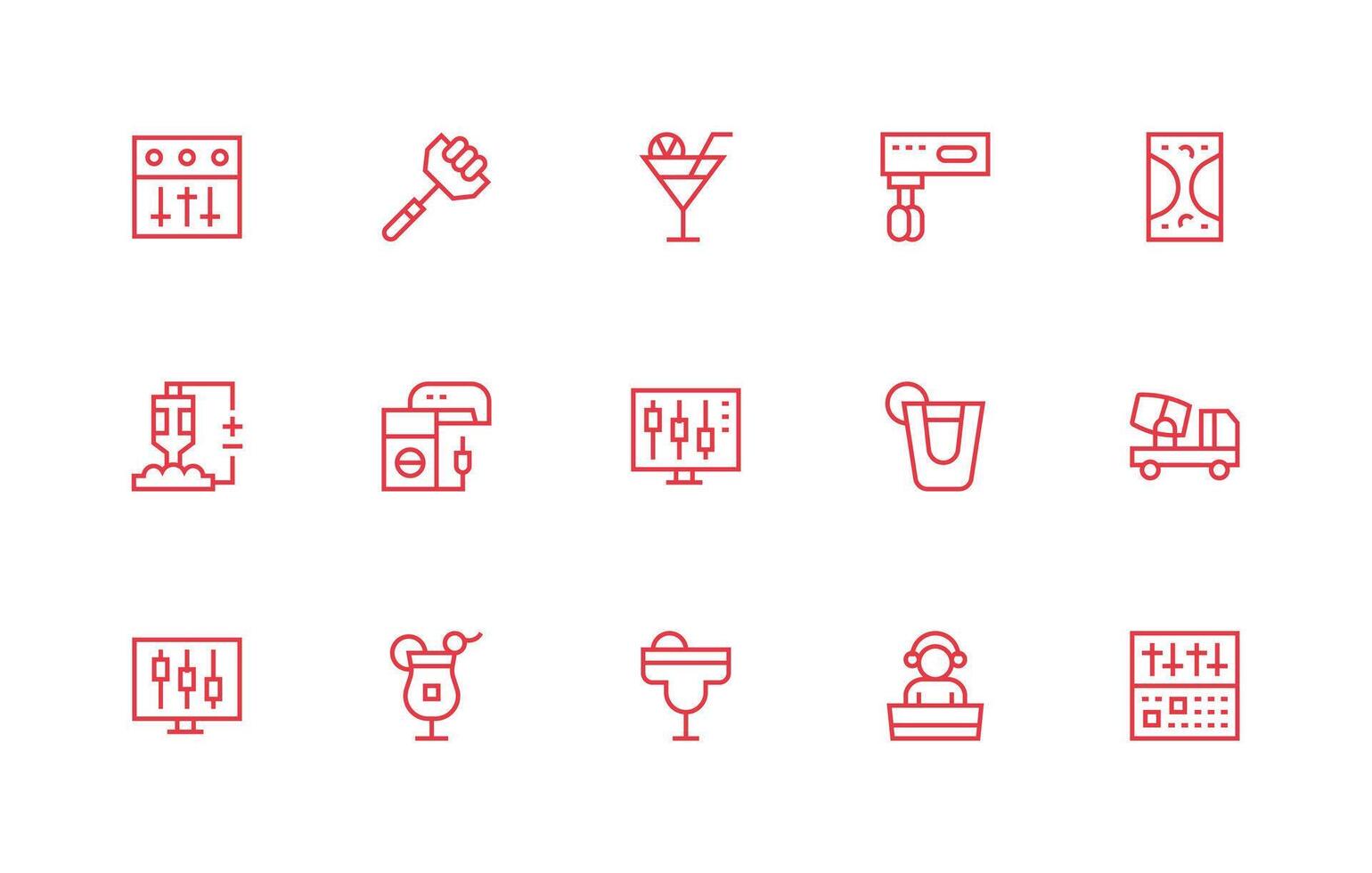 15 Regular Line Icons for Mixer Graphics Minimal Icon Set for Interface Projects vector