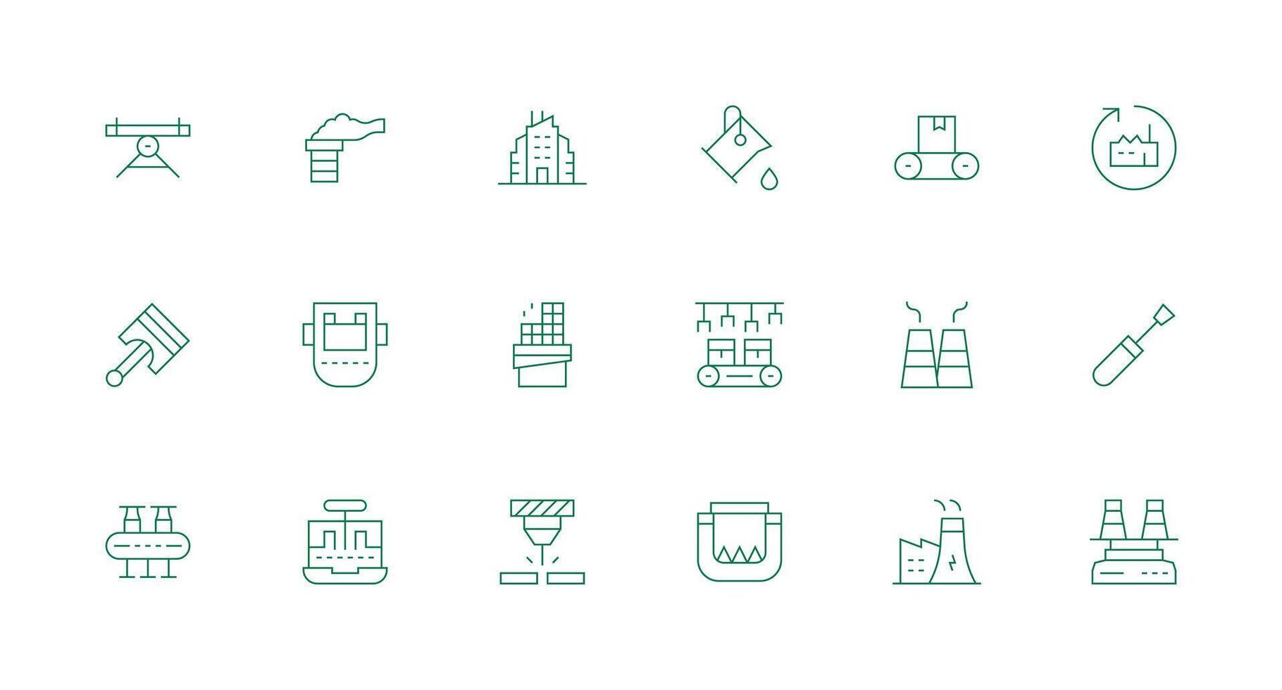 18 Minimal Line Icons for Manufacturing Graphics Complete Icon Set for Mobile Apps vector