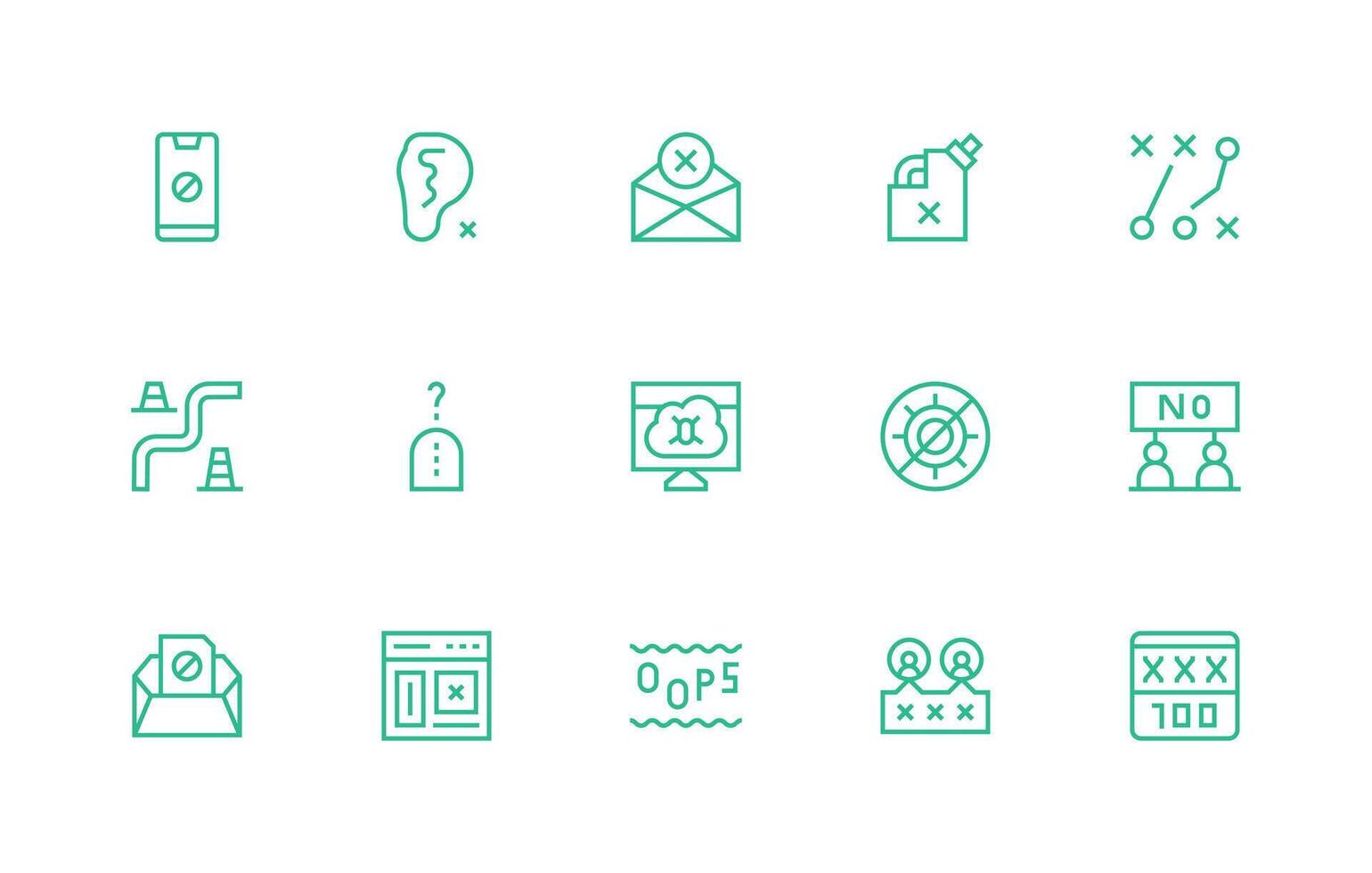 Blocked Icon Set with 15 Regular Line Graphics Flat Icon Set vector
