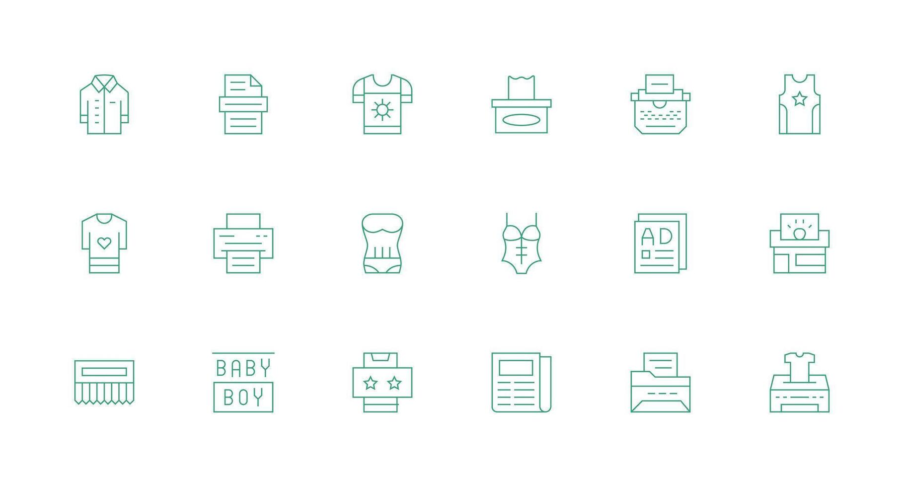 Print including 18 Minimal Line Illustrations Icon Set for Apps vector