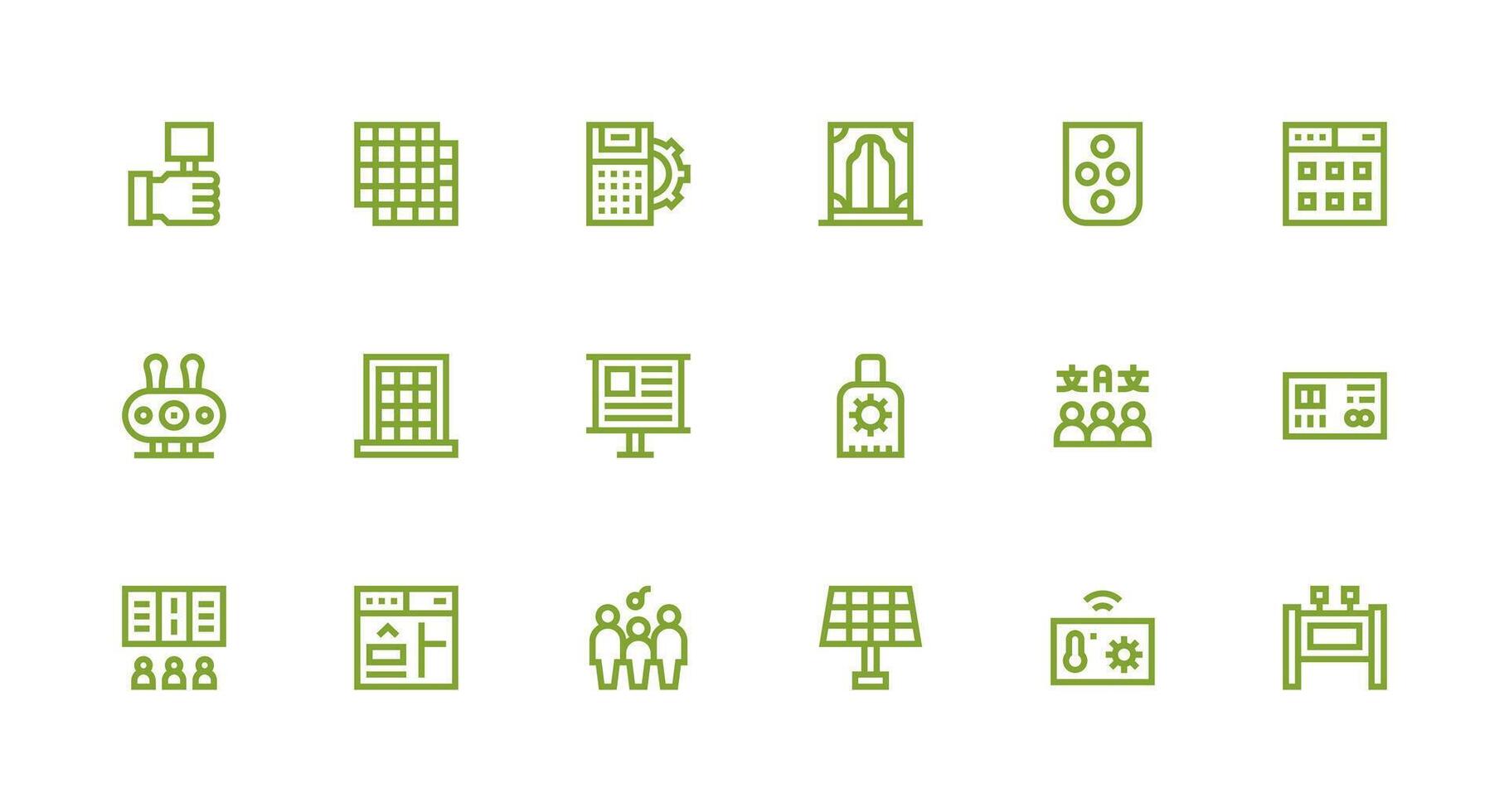 Strong Stroke Line Icons from Panel Set with 18 Vectors Clear and Concise Icon Set Collection