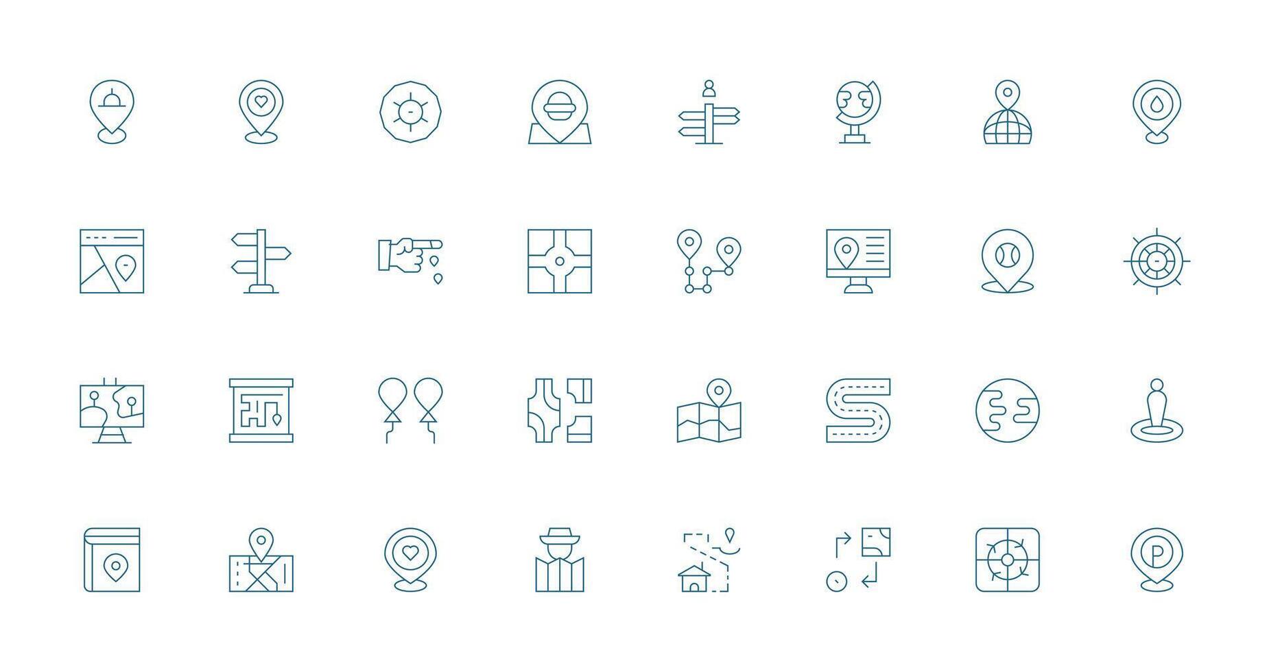 32 Thin Line Designs for Map Icons Quick Access Icons for UI Development vector