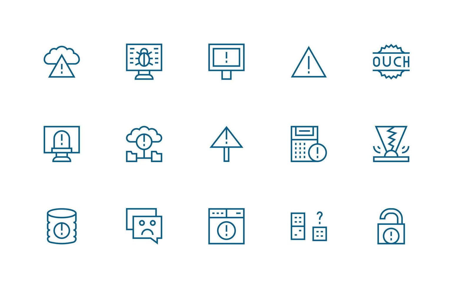 Issue Set with 15 Regular Line Icons Display Icon Pack vector