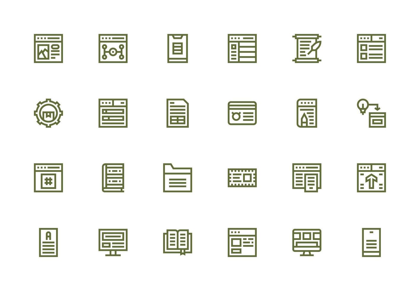 Content Management featuring 24 Icons in Thick Line Line Design Clean Icon Set Icon Pack for UI Projects vector