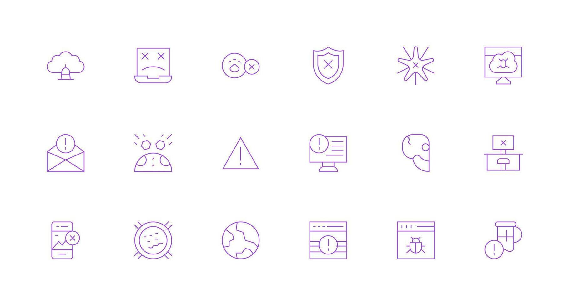 error presentando 18 íconos en mínimo línea diseño moderno icono conjunto vector