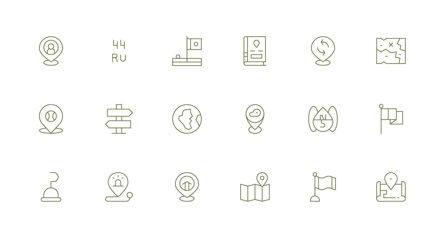 Location Marker Icon Set with 18 Minimal Line Graphics Modern Icon Set vector