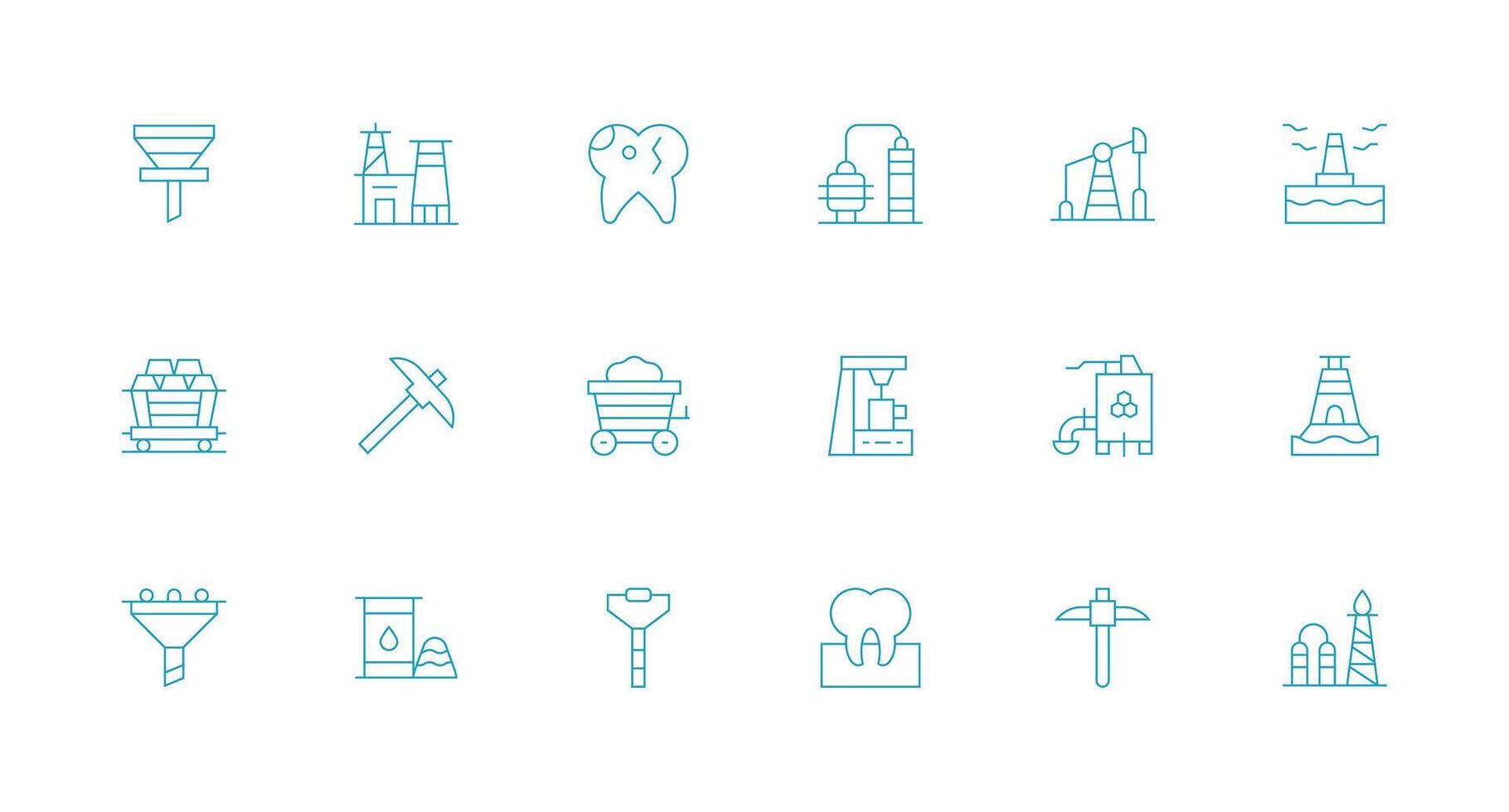 Extraction Icon Set with 18 Minimal Line Graphics Multi-Style Icon Collection vector
