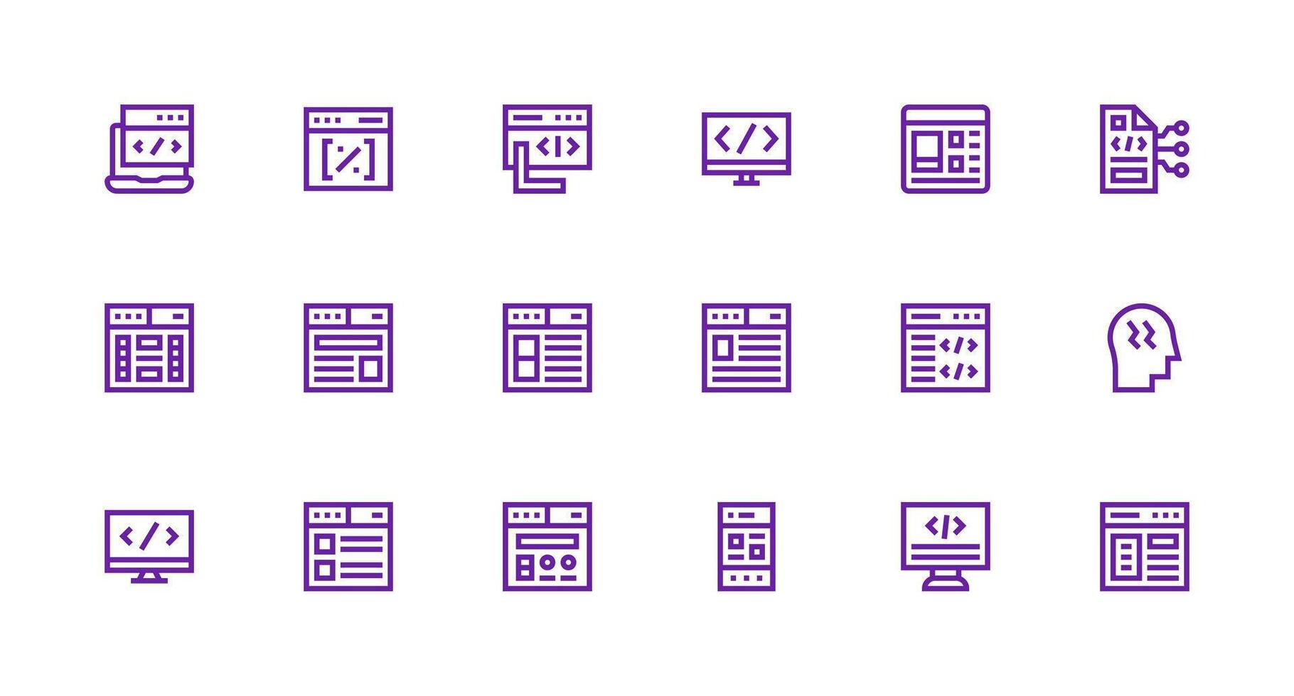 18 Icons for Css in Strong Stroke Line Format Detailed Icon Collection for Design Systems vector