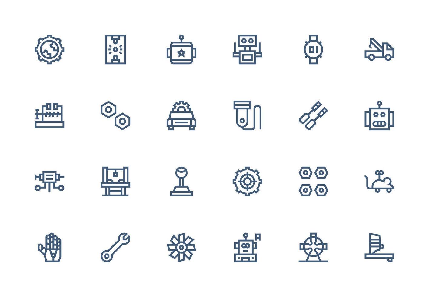 Thick Line Line Style Mechanical Icons with 24 Vectors Web Icon Collection