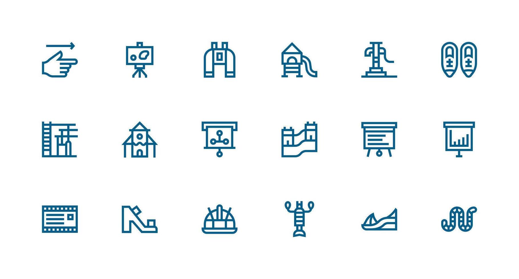 18 Icons for Slide in Strong Stroke Line Format Sharp Icons for Presentations vector