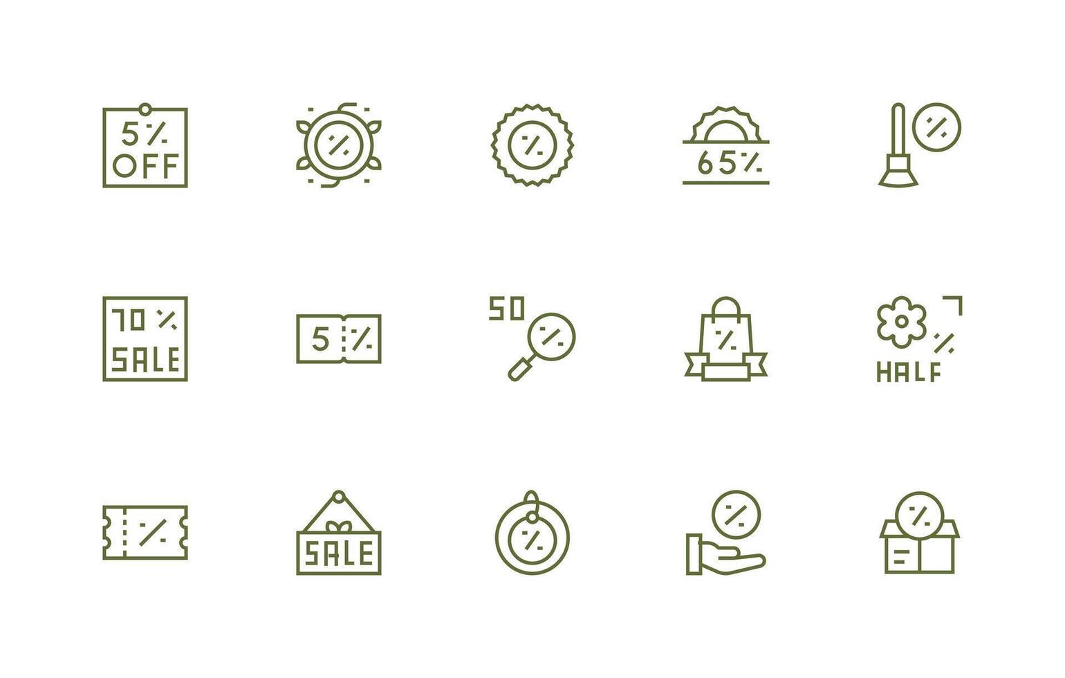 Markdown Icon Collection with 15 Regular Line Designs UI Icon Set vector