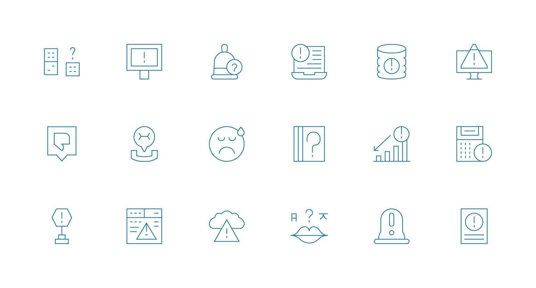 18 Icons for Issue in Minimal Line Format App Icon Pack vector