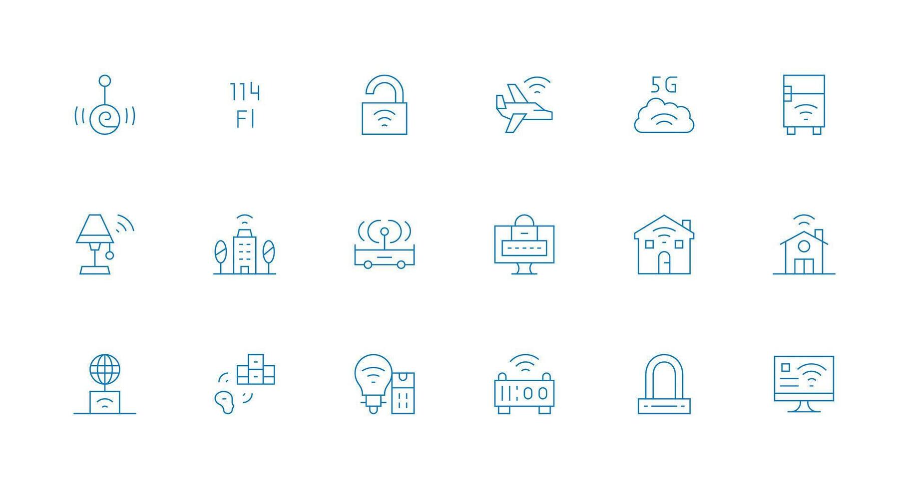 mínimo línea íconos desde Wifi conjunto con 18 vectores flexible icono sistema para web interfaces