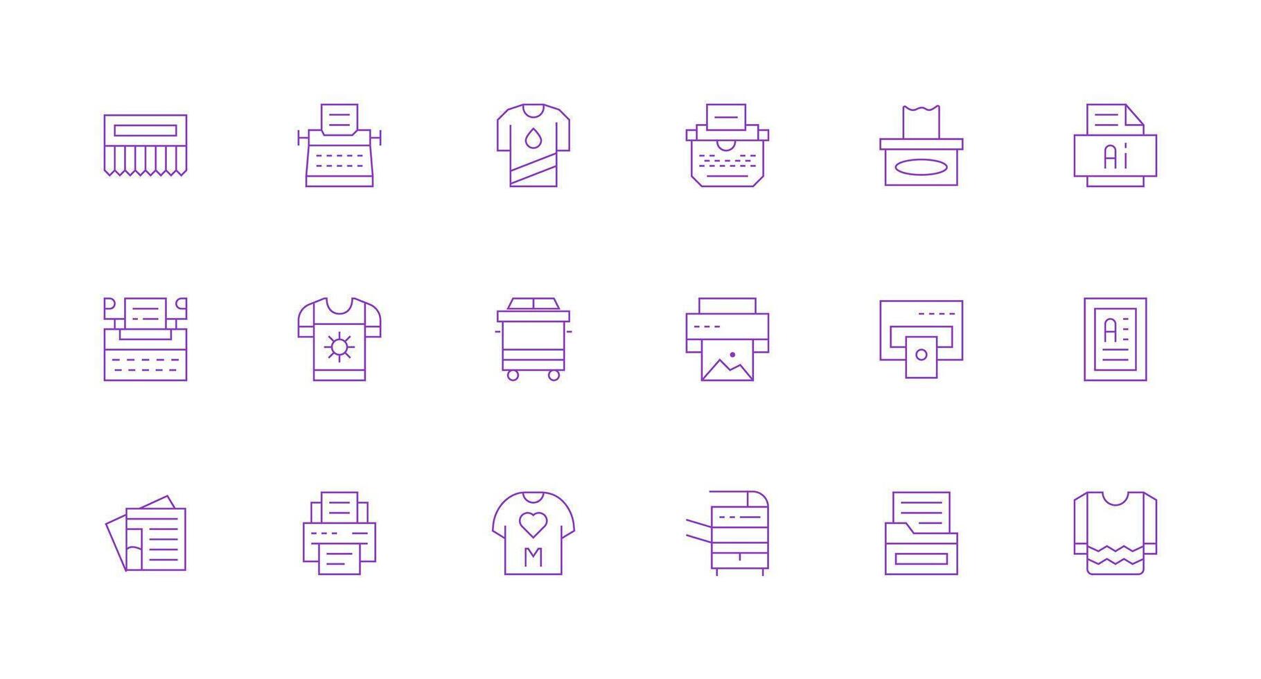 Minimal Line Icons from Print Set with 18 Vectors Layout Icon Collection
