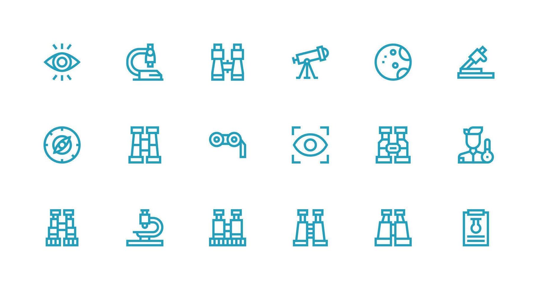 Strong Stroke Line Style Observation Icons with 18 Vectors Customizable Icon Series for Mobile Screens