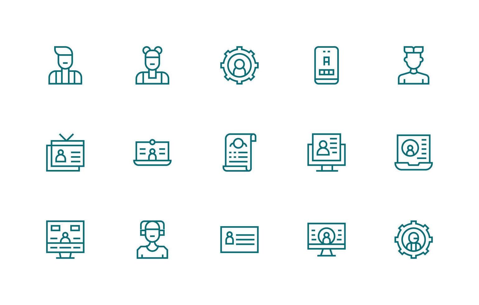 15 Icons for Account Details in Regular Line Format Icon Set for Projects vector