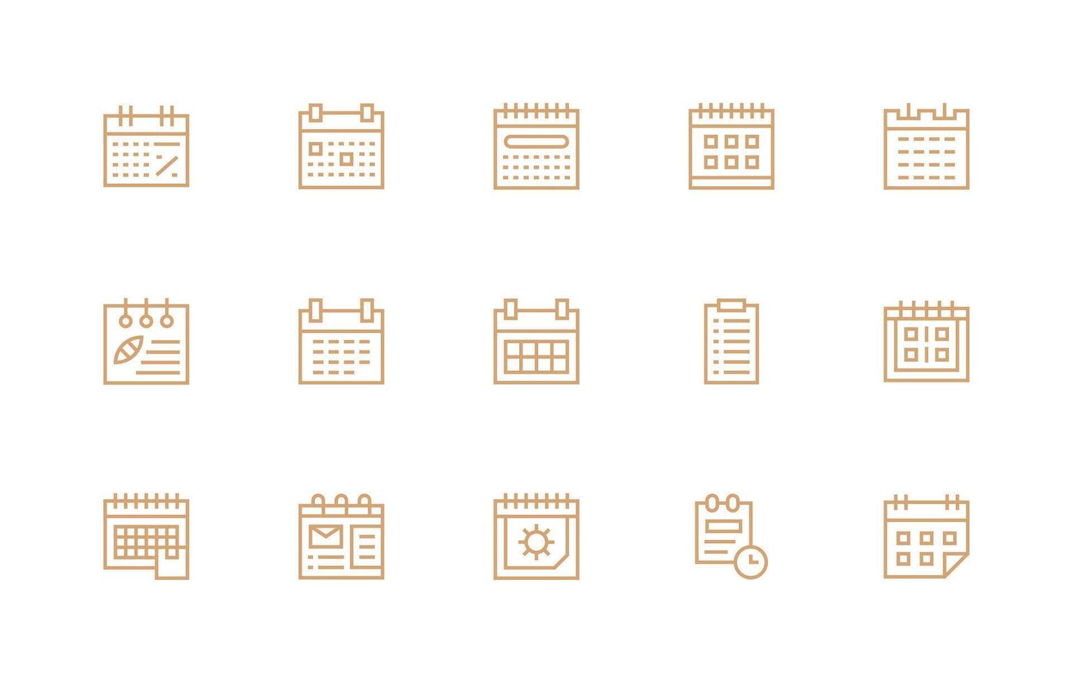 Reminders Icon Set with 15 Regular Line Graphics Outline Icon Pack vector