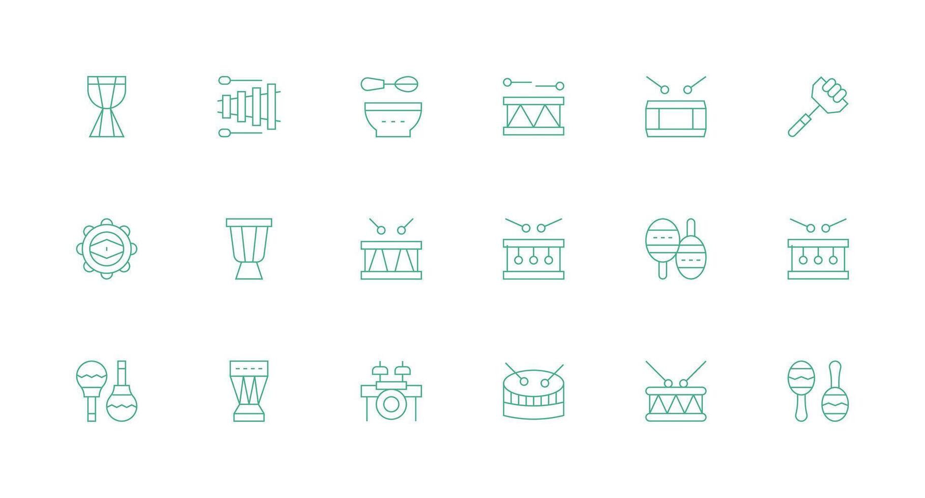 Beat Icon Set with 18 Minimal Line Graphics Clear and Concise Icon Set Collection vector