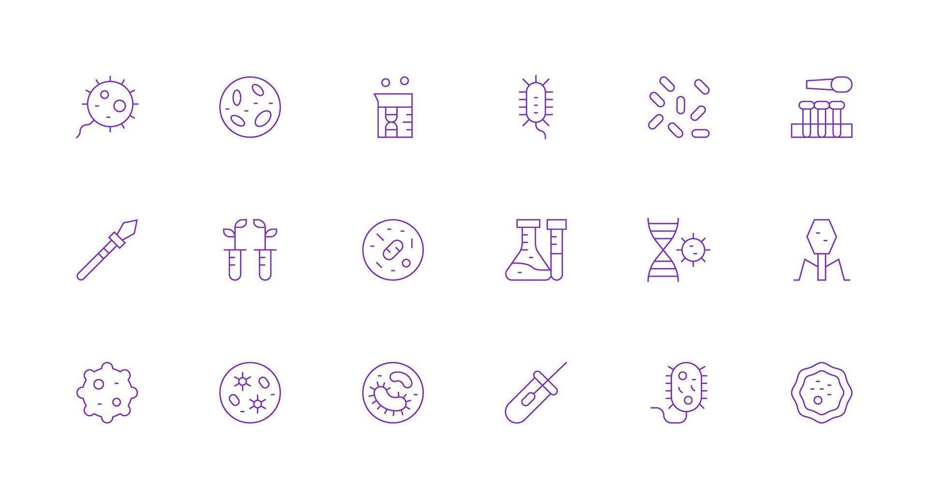 Minimal Line Icons from Microbiology Set with 18 Vectors UI and UX Focused Icon Collection