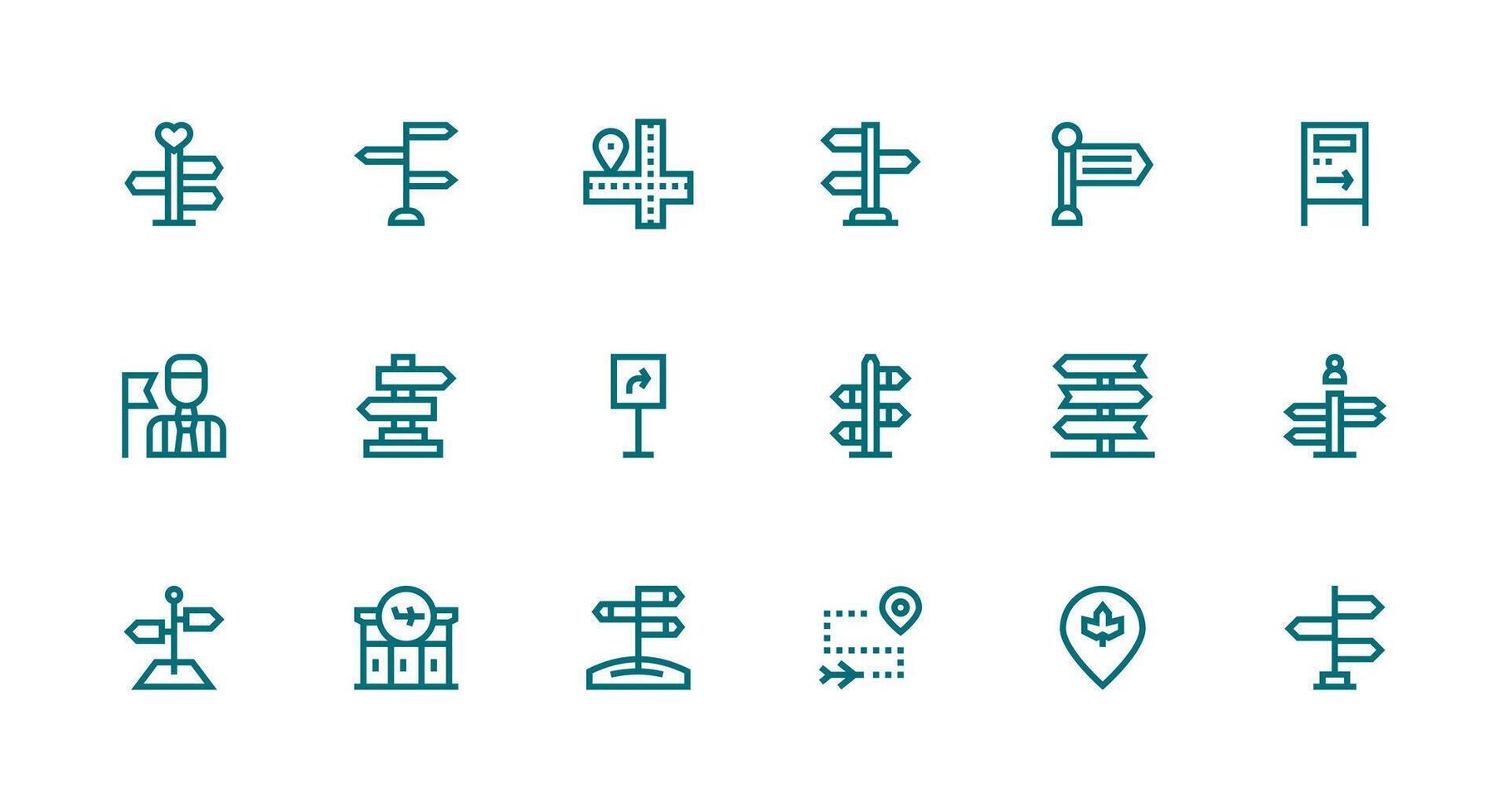 Wayfinding featuring 18 Icons in Strong Stroke Line Design Interface Icon Collection vector