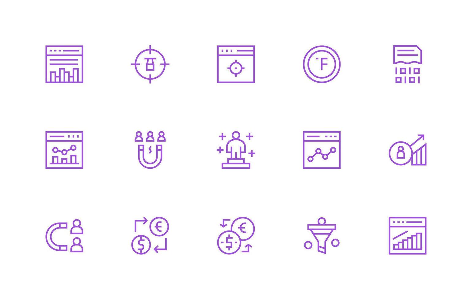 regular línea estilo conversión íconos con 15 vectores moderno icono conjunto