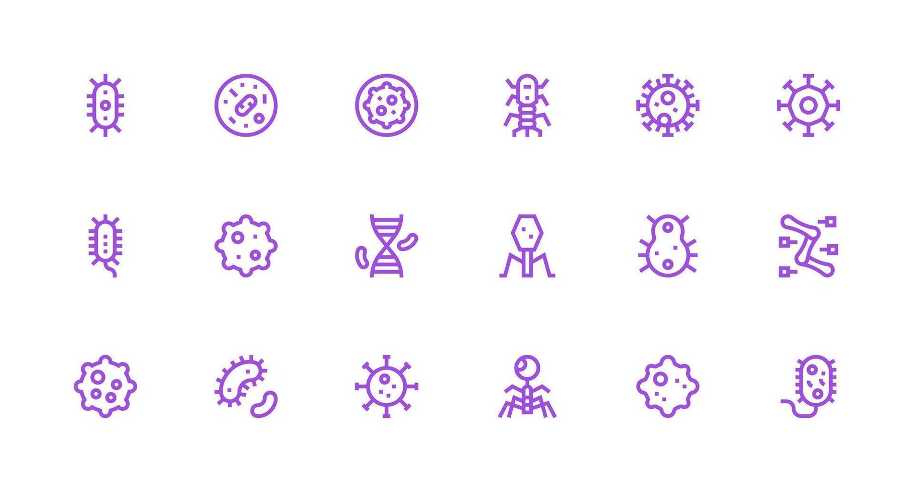 18 Strong Stroke Line Vectors for Microbe Theme Scalable Icons for All Themes
