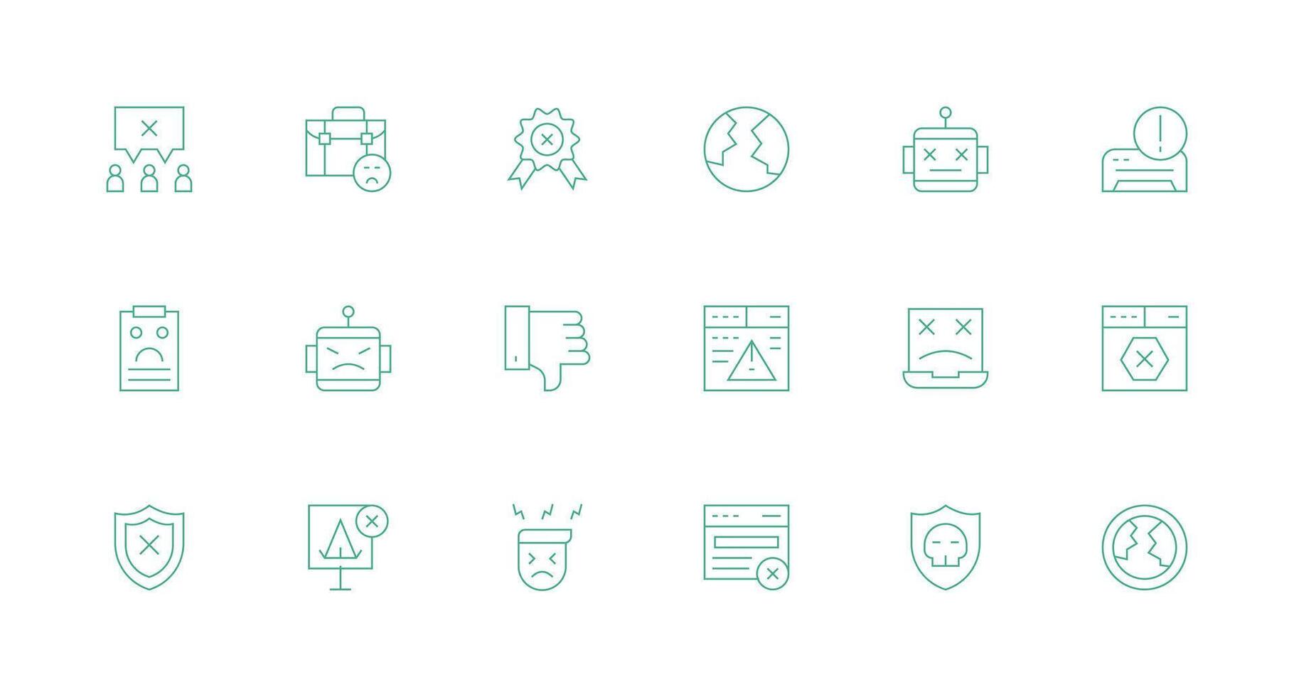Minimal Line Style Failure Icons with 18 Vectors Editable Icon Collection