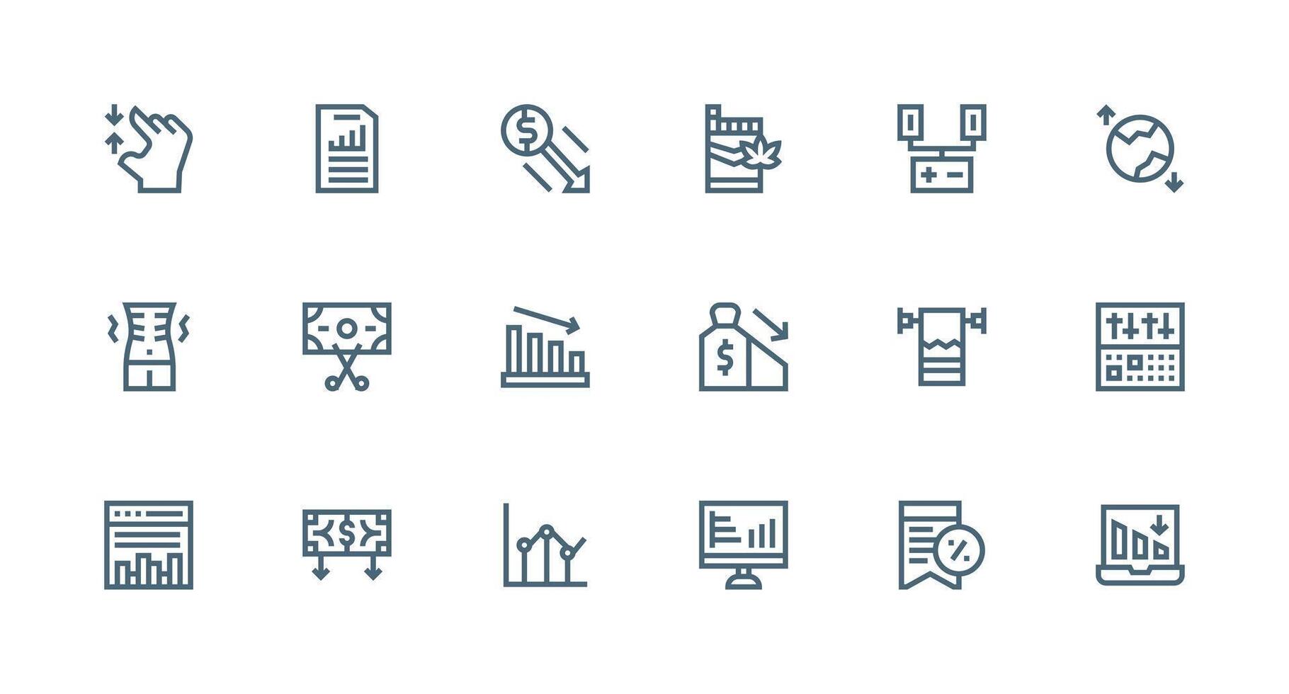 Strong Stroke Line Icons from Decrease Set with 18 Vectors Minimal Icon Set for Interface Projects