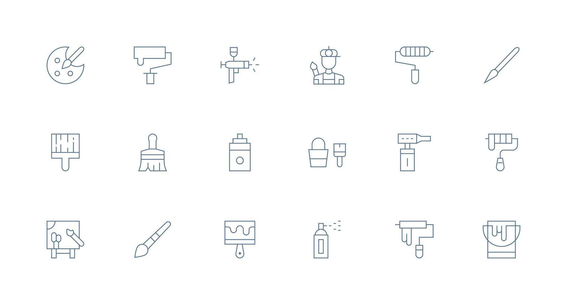 18 Icons for Paint in Minimal Line Format Multi-Style Icons for Creative Projects vector